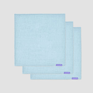 Open image in slideshow, Irish Linen Handkerchiefs - Made in the USA - 3 Pack - Light Blue - Vala Alta - Product Image

