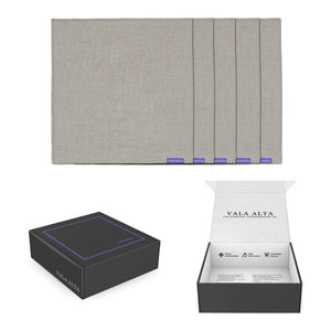 Open image in slideshow, Irish Linen Handkerchiefs - Made in the USA - 5 Gift Box - Natural Flax - Vala Alta - Product Image
