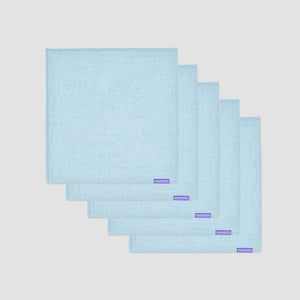 Open image in slideshow, Irish Linen Handkerchiefs - Made in the USA - 5 Pack - Light Blue - Vala Alta - Product Image
